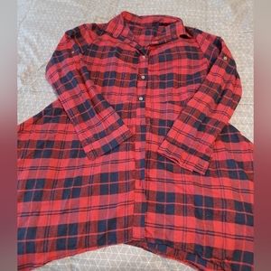 Ladies plaid flare long shirt or dress